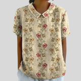 Blumenoberteil Eleganter Komfort - Rosen Beige