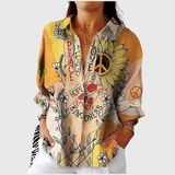 Leichte und farbenfrohe Druckbluse - Sonnenblume Gelb