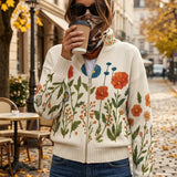 Gabriele | Zip-Strickjacke mit Wildblumen