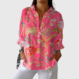 Leichte und farbenfrohe Druckbluse - Tropen Pink