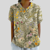 Blumenoberteil Eleganter Komfort - Wildblumen Oliv