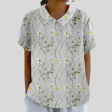 Blumenoberteil Eleganter Komfort - Blütenranken Creme