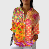 Leichte und farbenfrohe Druckbluse - Boho Bunt Orange