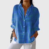 Leichte und farbenfrohe Druckbluse - Streifen Blau