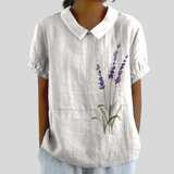 Blumenoberteil Eleganter Komfort - Lavendel Weiß
