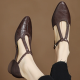 Greta | Klassische T-Steg-Schuhe mit geflochtenem Detail