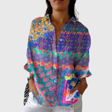 Leichte und farbenfrohe Druckbluse - Mosaik Blau