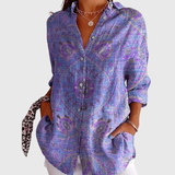Leichte und farbenfrohe Druckbluse - Ornament Lila