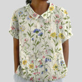 Blumenoberteil Eleganter Komfort - Wildblumen Weiß