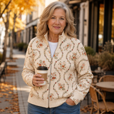 Heike | Zip-Strickjacke mit Blütenranken