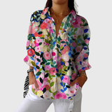Leichte und farbenfrohe Druckbluse - Konfetti Blüten Weiß