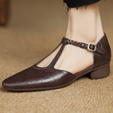 Greta | Klassische T-Steg-Schuhe mit geflochtenem Detail