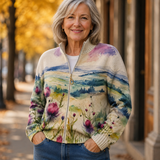 Martina | Zip-Strickjacke mit Landschaftsmotiv