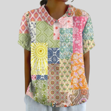 Blumenoberteil Eleganter Komfort - Patchwork Bunt