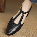 Greta | Klassische T-Steg-Schuhe mit geflochtenem Detail