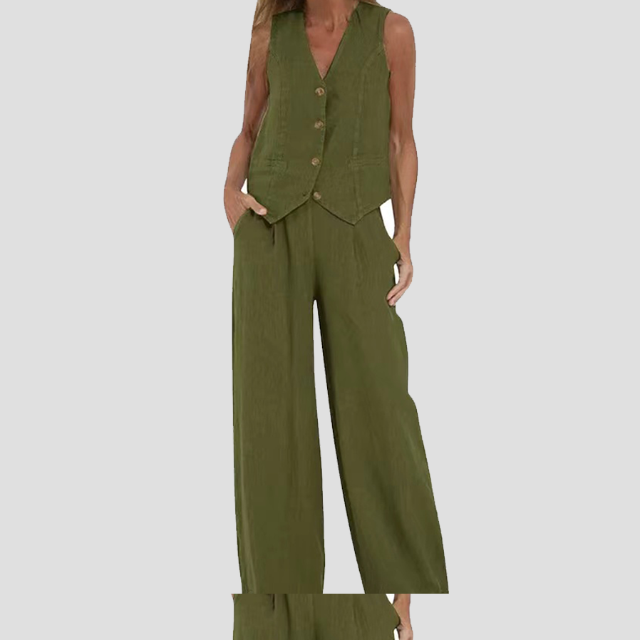 Aira - Ensemble mit Knopfweste und weiter Hose