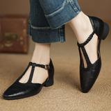 Greta | Klassische T-Steg-Schuhe mit geflochtenem Detail