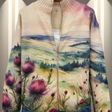 Martina | Zip-Strickjacke mit Landschaftsmotiv
