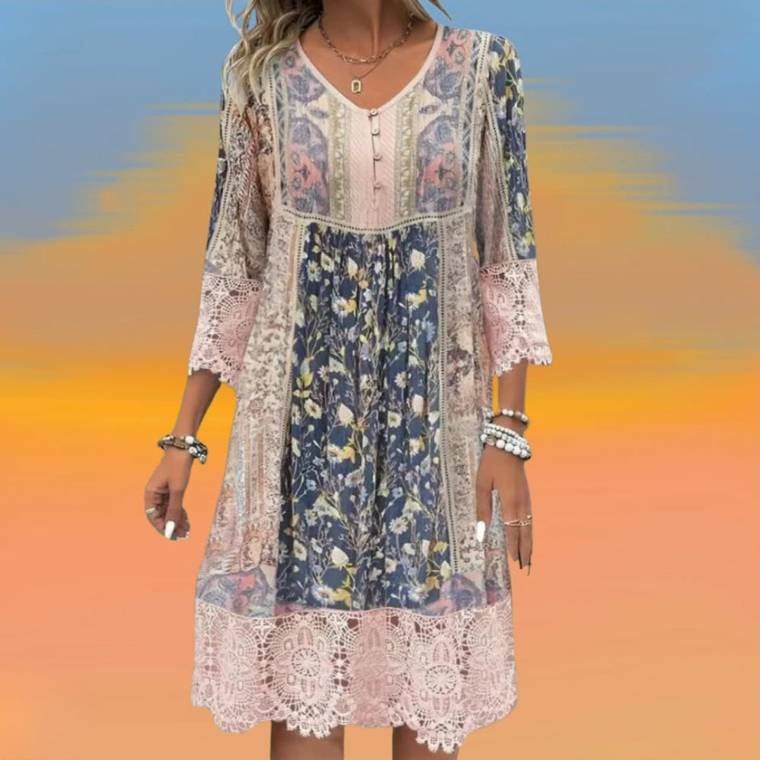 NAYA | FLIESSENDES MIDI-KLEID IM BOHO-STIL