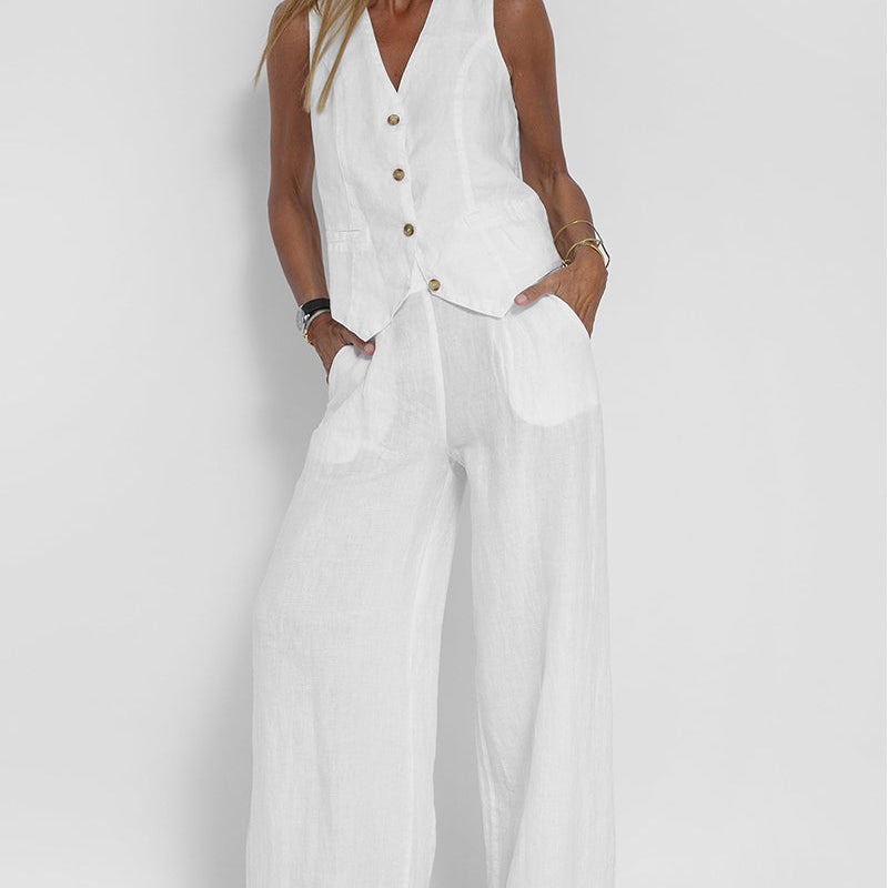 Aira - Ensemble mit Knopfweste und weiter Hose