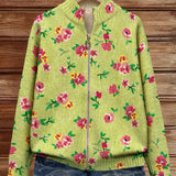 Birgit | Zip-Strickjacke mit Blüten