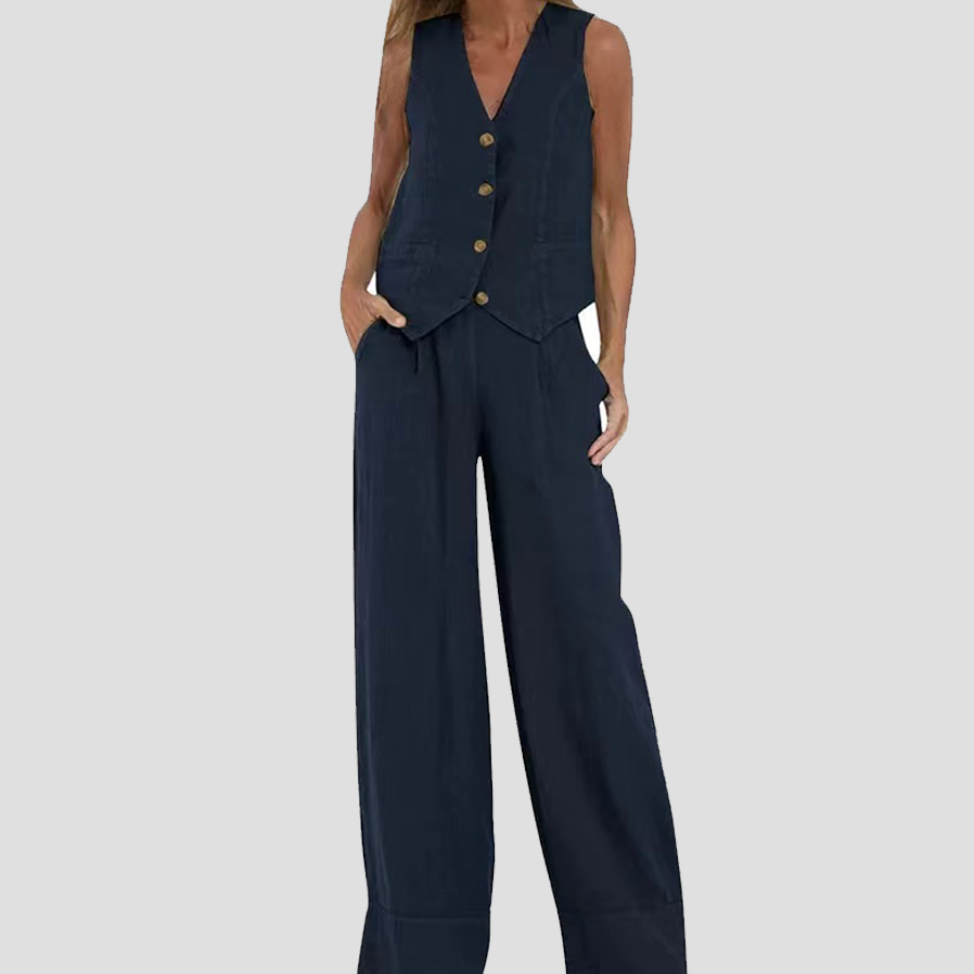Aira - Ensemble mit Knopfweste und weiter Hose