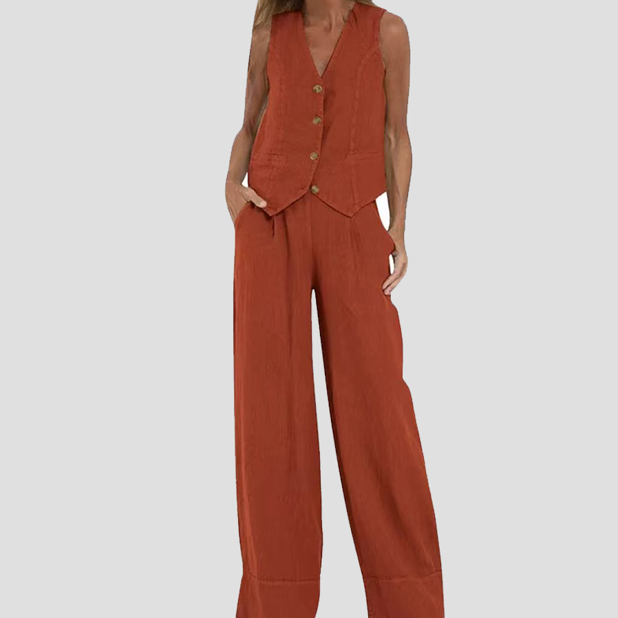 Aira - Ensemble mit Knopfweste und weiter Hose