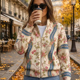 Roswitha | Zip-Strickjacke mit Rosen