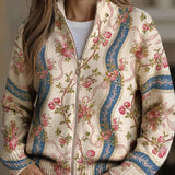 Roswitha | Zip-Strickjacke mit Rosen
