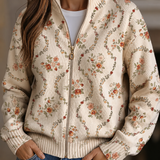 Heike | Zip-Strickjacke mit Blütenranken