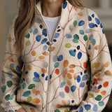 Petra | Zip-Strickjacke mit Blattmuster