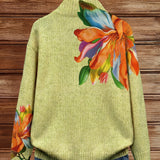 Sabine | Zip-Strickjacke mit Lilienmuster