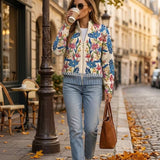 Claudia | Zip-Strickjacke mit Blütengarten