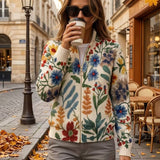 Claudia | Zip-Strickjacke mit Blütengarten