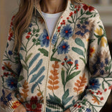 Claudia | Zip-Strickjacke mit Blütengarten