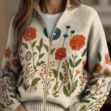 Gabriele | Zip-Strickjacke mit Wildblumen